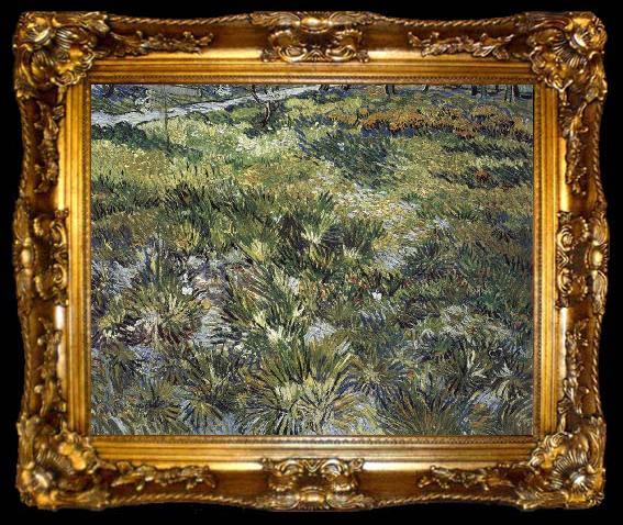 framed  Vincent Van Gogh Long Grass with Butterflies, ta009-2
